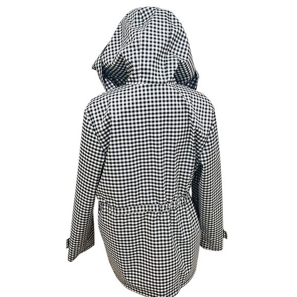 Nwot Avec Les filles black & white gingham check hooded zip up jacket sz medium - Picture 7 of 12